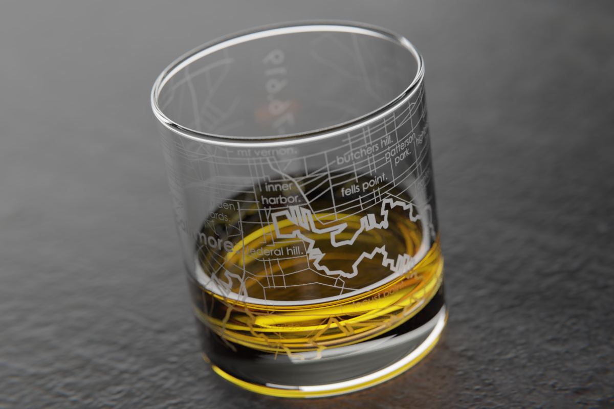 Baltimore Map Rocks Glass