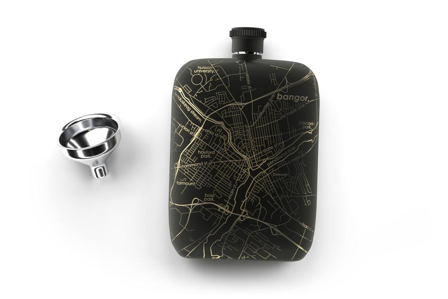 Home Town Map Pocket Flask