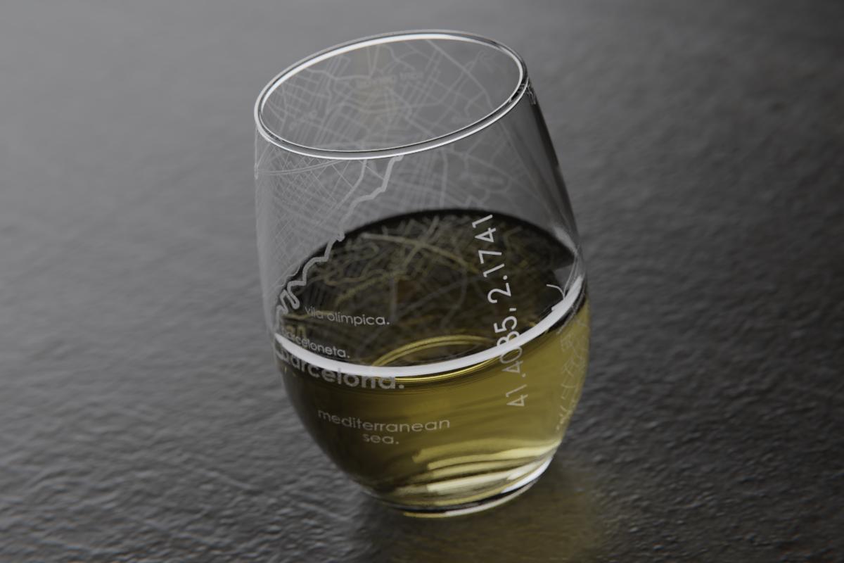 Barcelona Spain Map Stemless Wine Glass