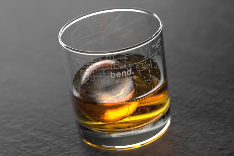 Bend OR Map Rocks Glass
