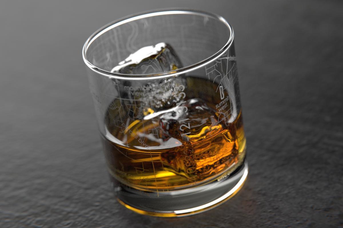 Bend OR Map Rocks Glass