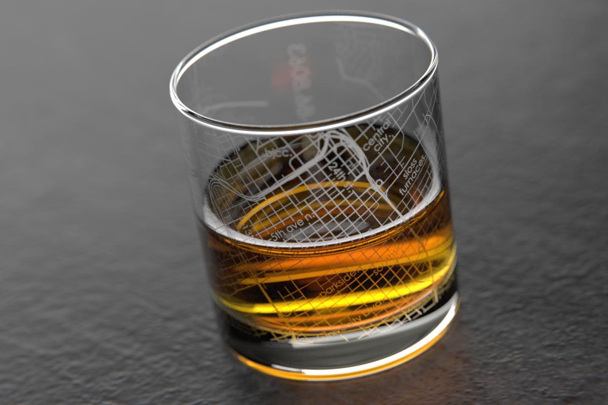 Birmingham AL Map Rocks Glass