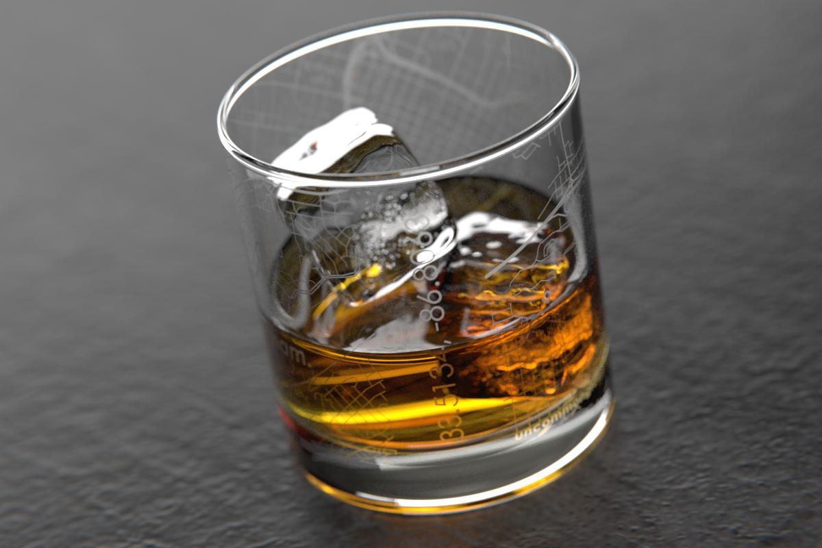 Birmingham AL Map Rocks Glass