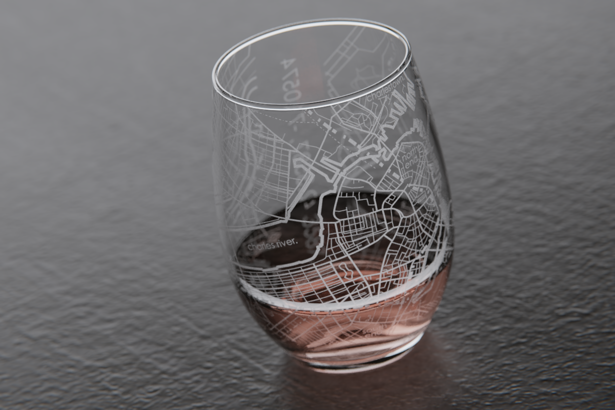 Boston Map Stemless Wine Glass