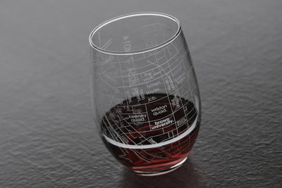 College Town Map Etched Stemless Wine Glass