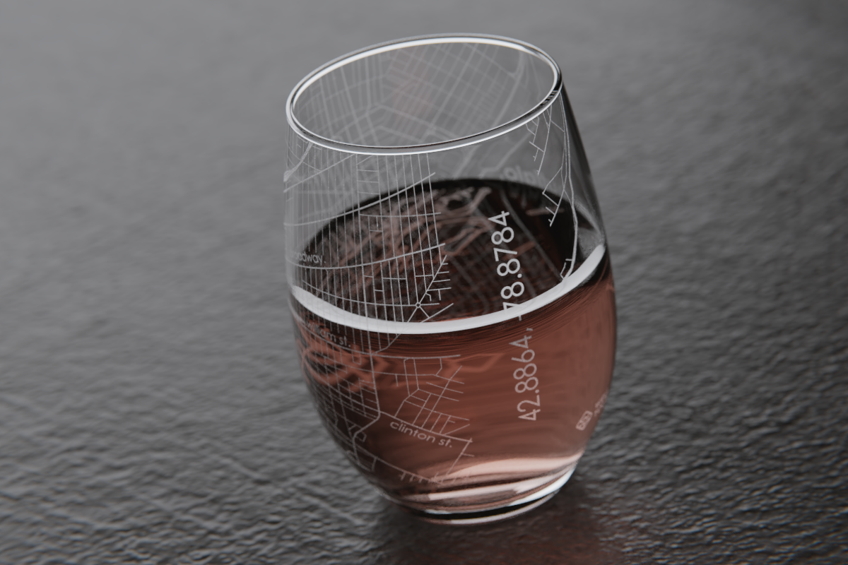 Buffalo Map Stemless Wine Glass
