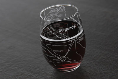 Burgundy Region Map Stemless Wine Glass