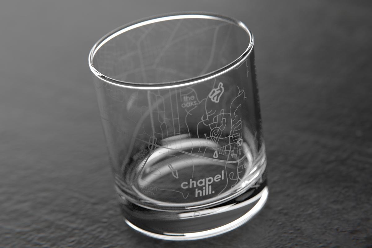 Chapel Hill NC Map Rocks Glass