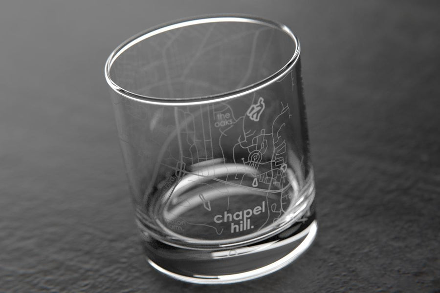 Chapel Hill NC Map Rocks Glass