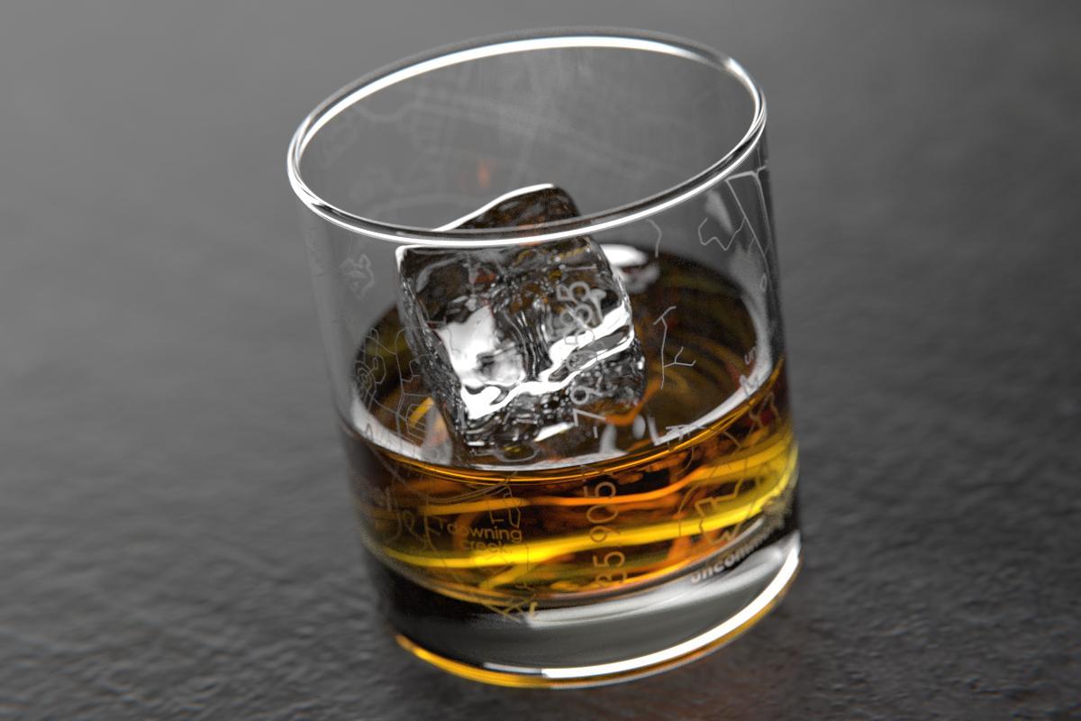 Chapel Hill NC Map Rocks Glass