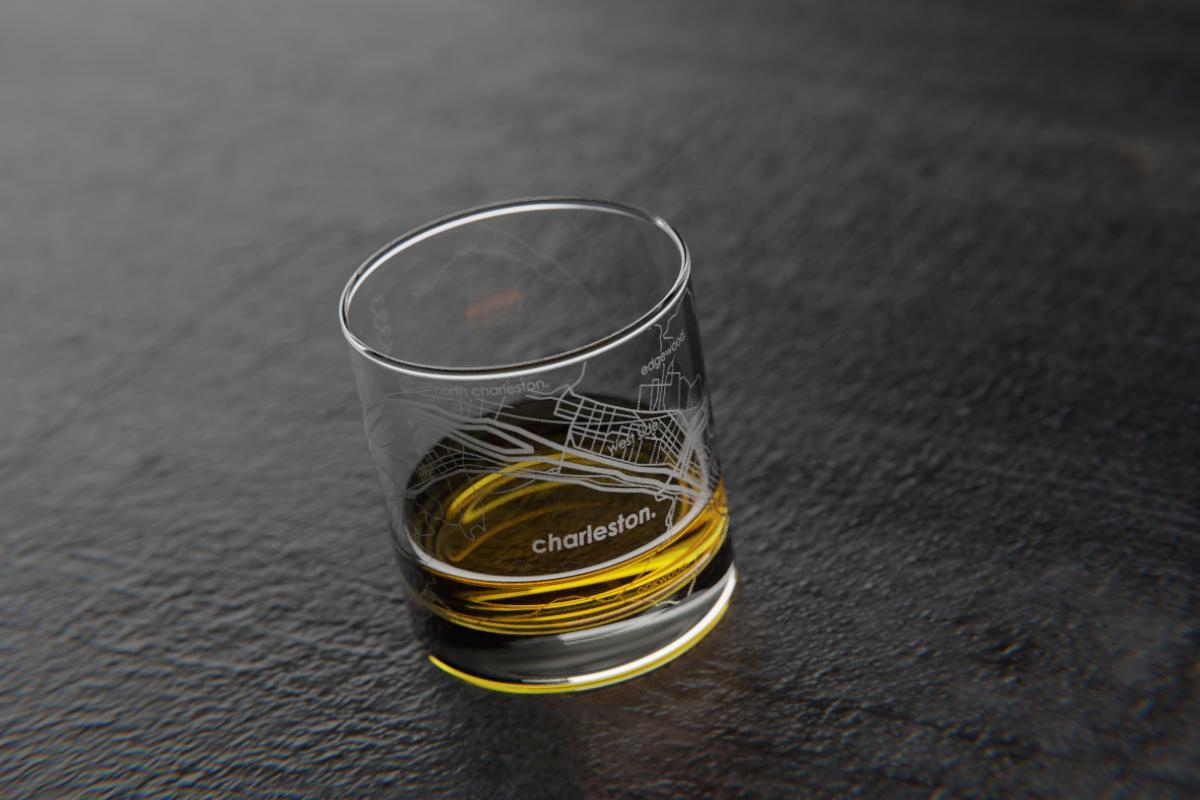 Charleston WV Map Rocks Glass