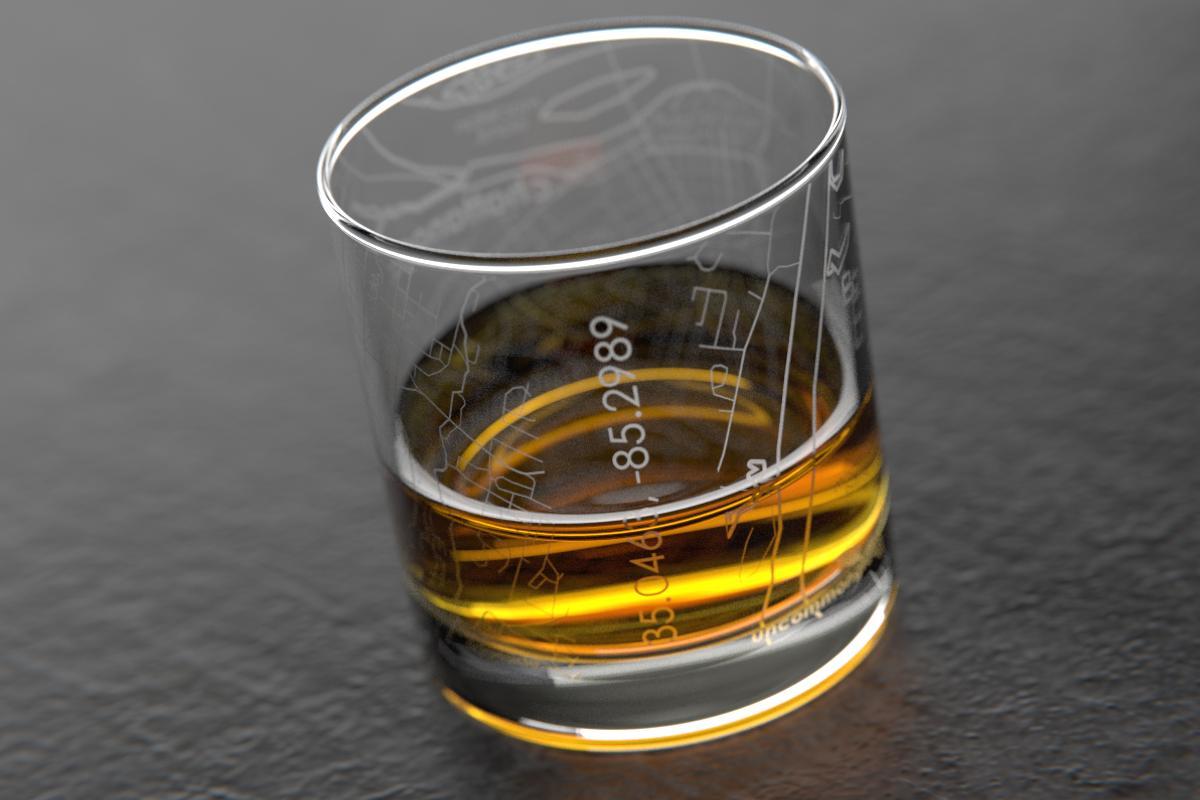 Chattanooga TN Map Rocks Glass