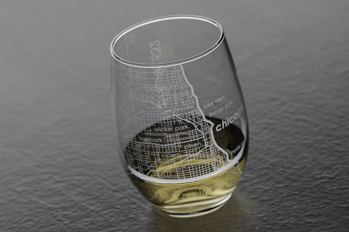 Chicago Map Stemless Wine Glass