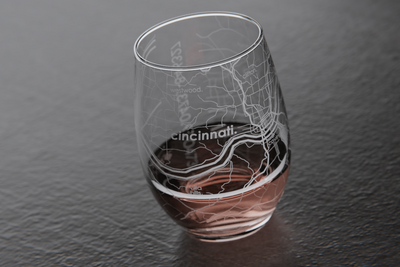 Cincinnati Map Stemless Wine Glass