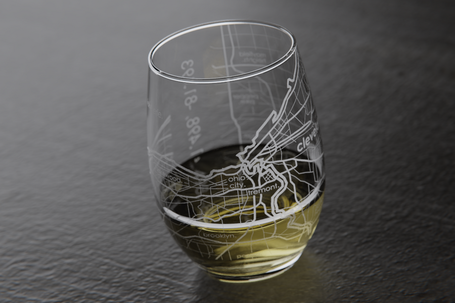 Cleveland Map Stemless Wine Glass