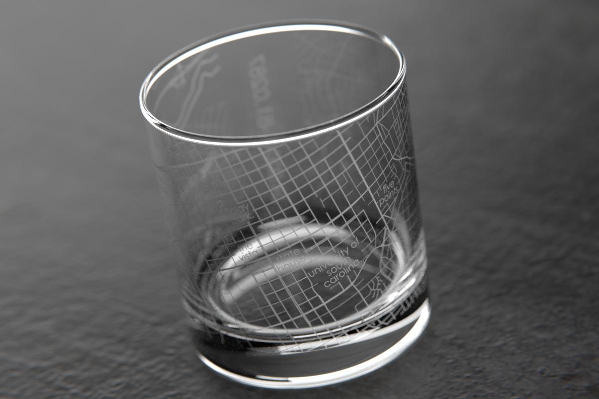 Columbia SC Map Rocks Glass