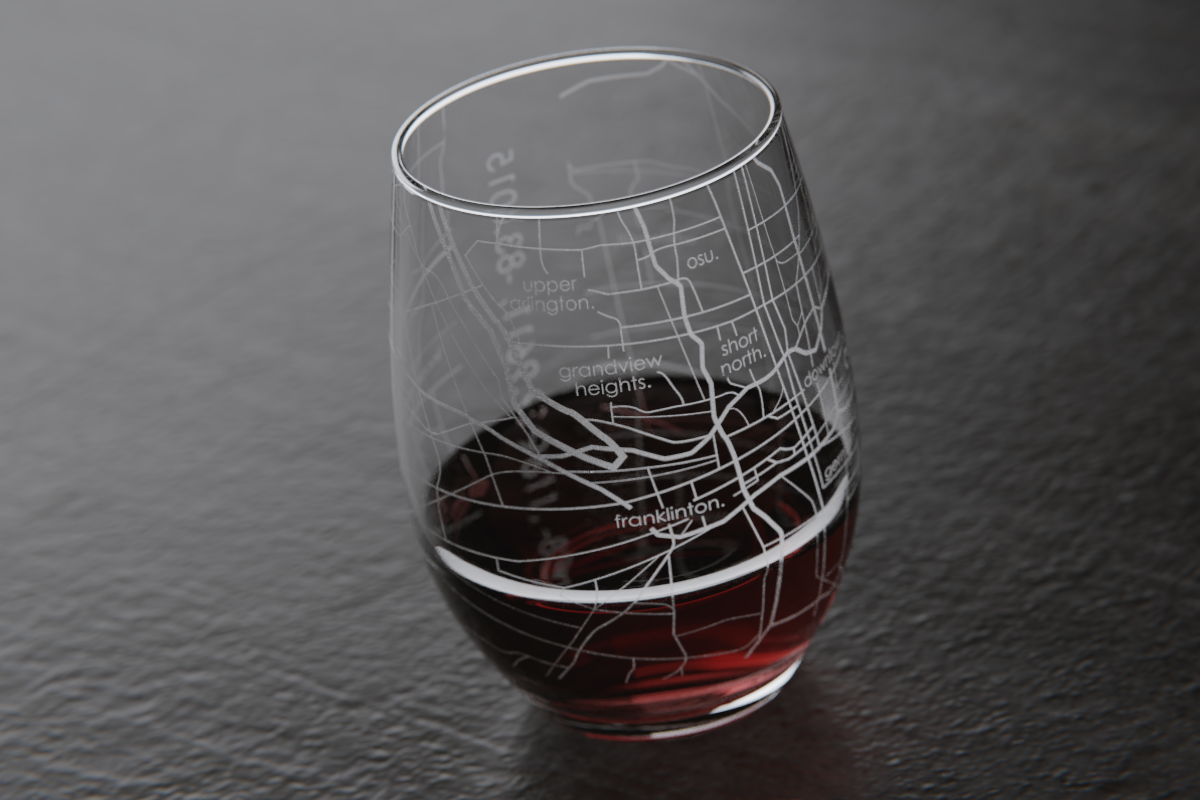 Columbus Map Stemless Wine Glass