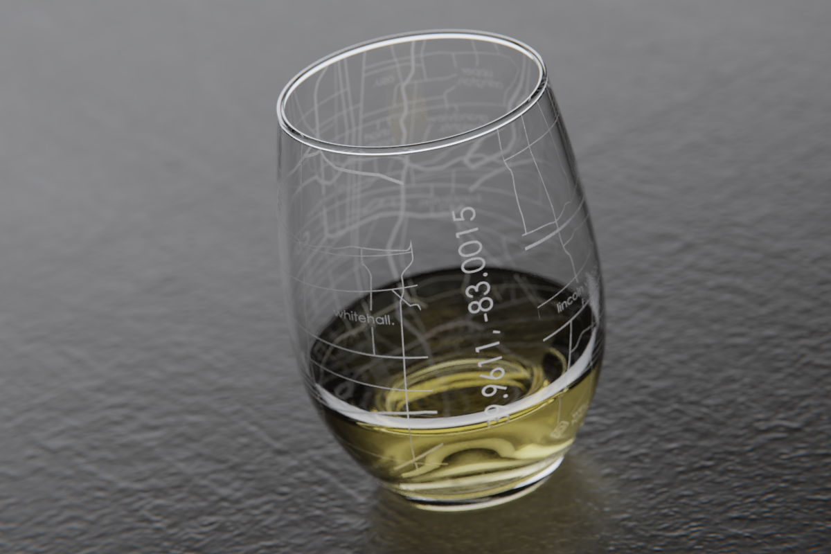 Columbus Map Stemless Wine Glass
