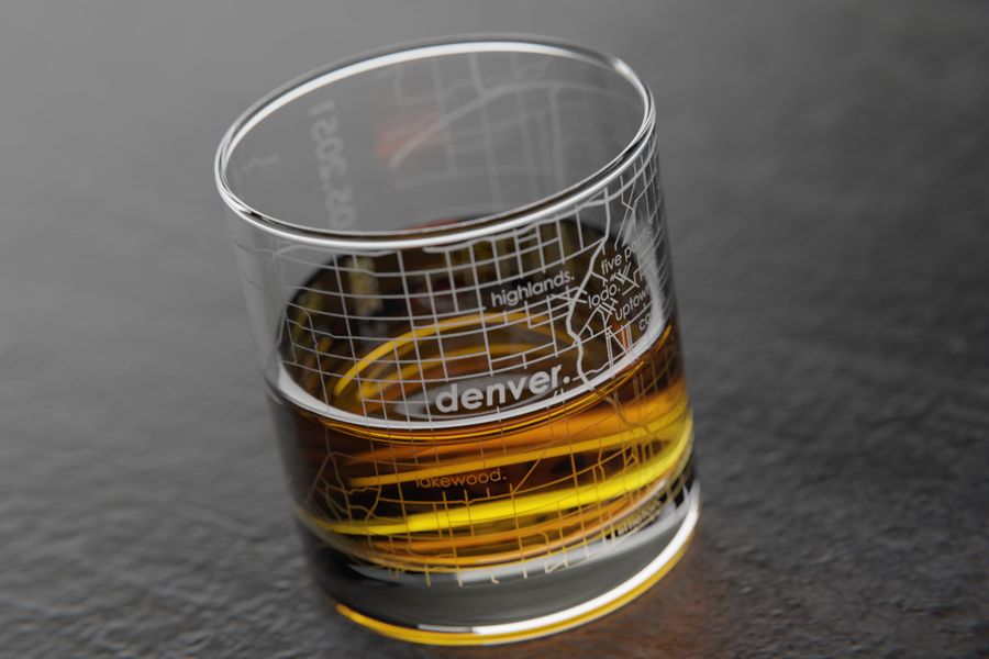 Denver Map Rocks Glass