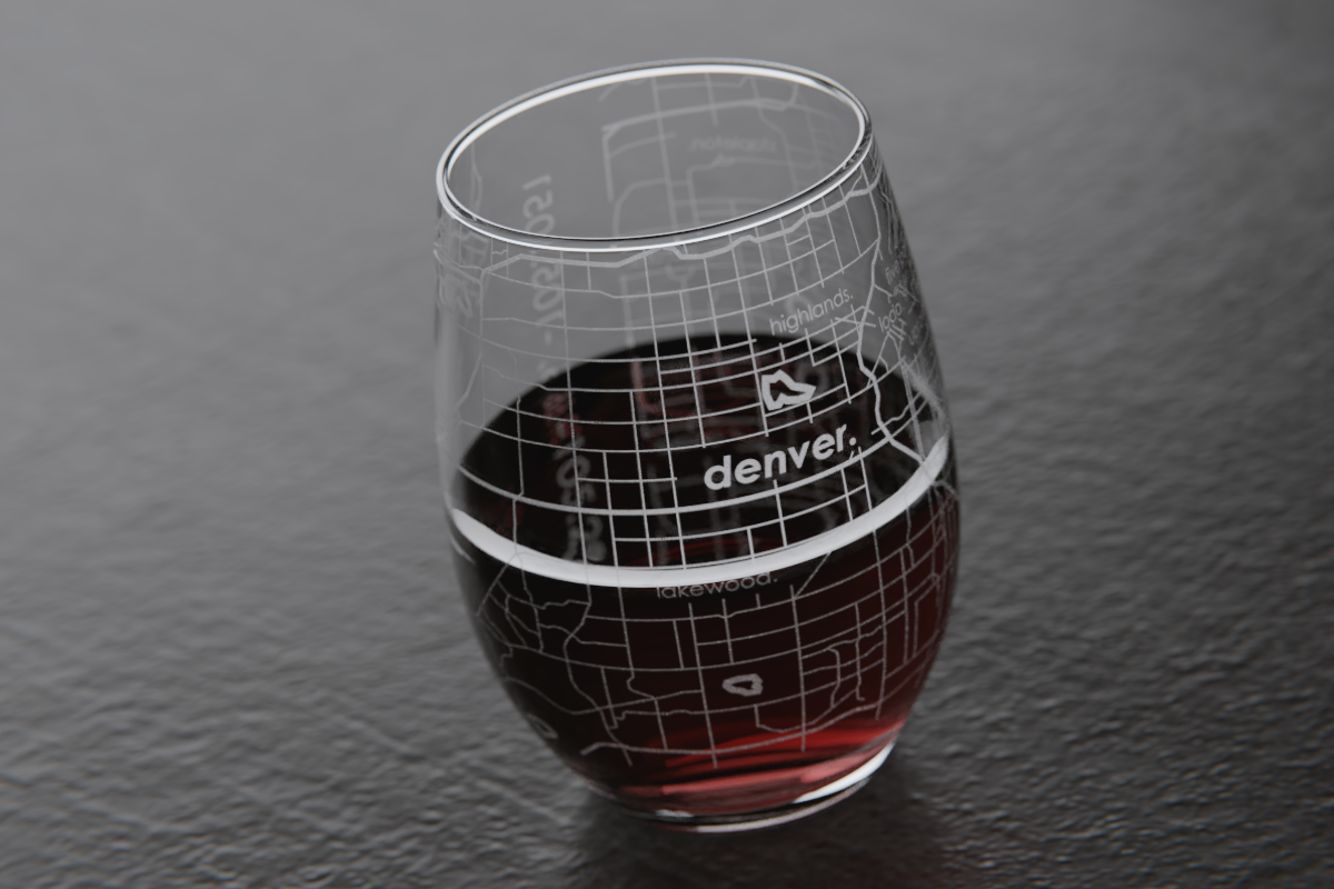 Denver Map Stemless Wine Glass