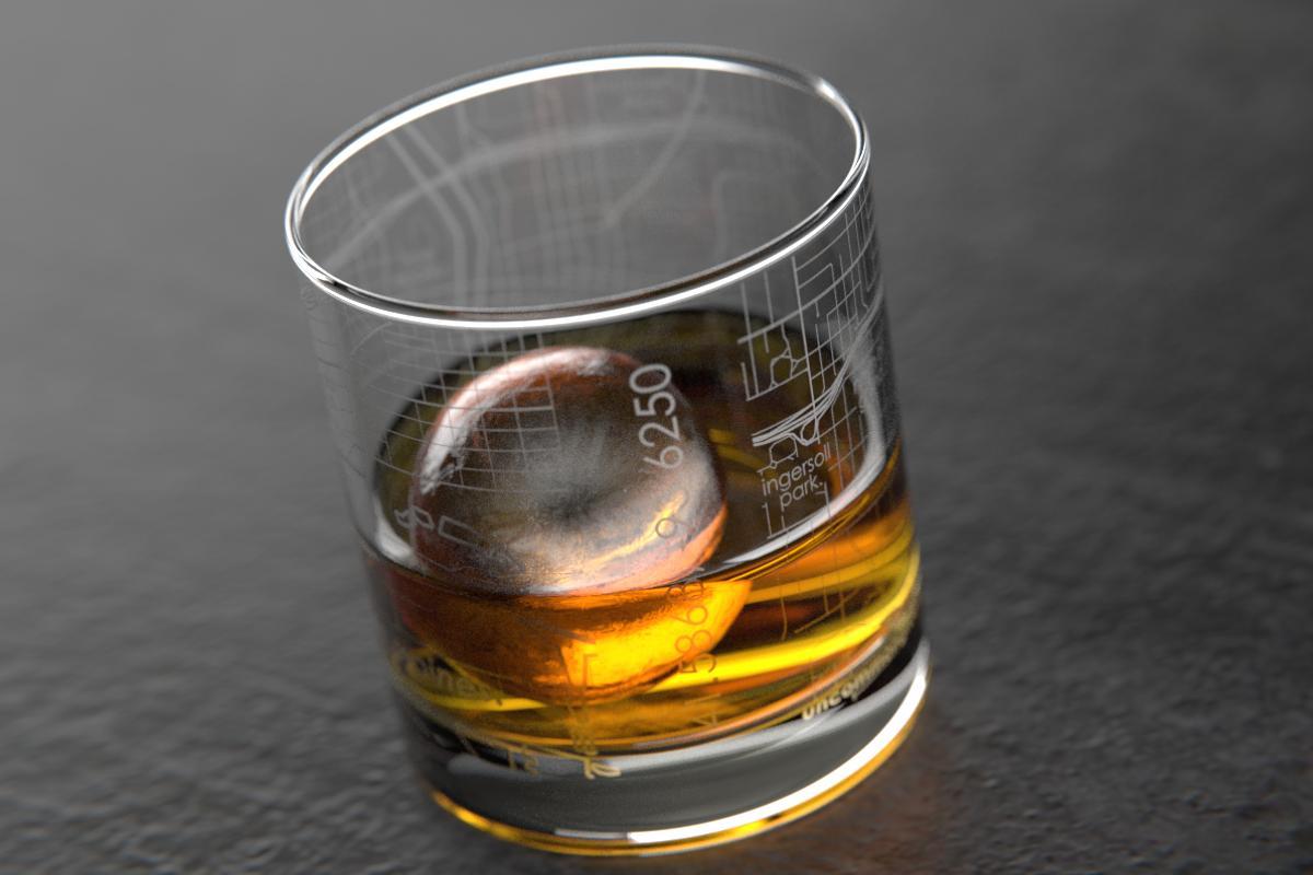 Des Moines IA Map Rocks Glass