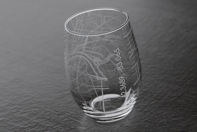 Detroit Map Stemless Wine Glass
