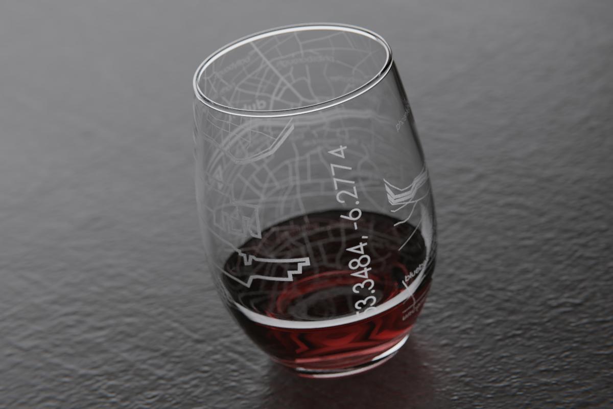 Dublin Ireland Map Stemless Wine Glass