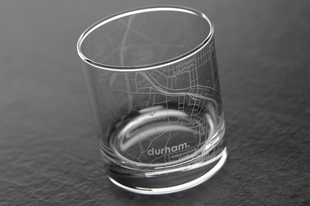 Durham NC Map Rocks Glass