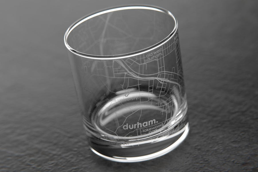 Durham NC Map Rocks Glass