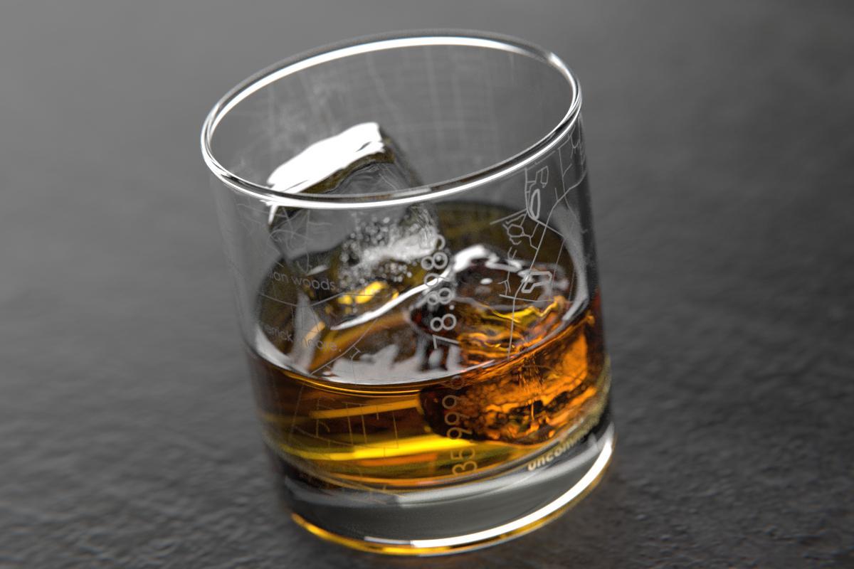 Durham NC Map Rocks Glass