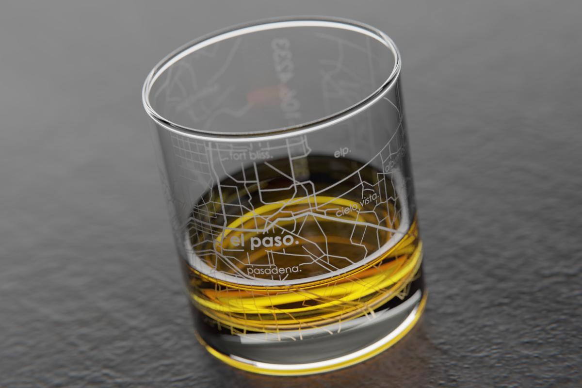 El Paso TX Map Rocks Glass