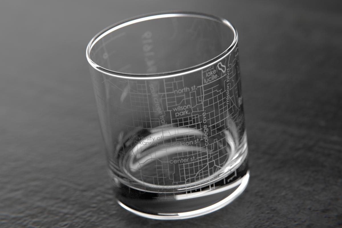 Fayetteville AR Map Rocks Glass