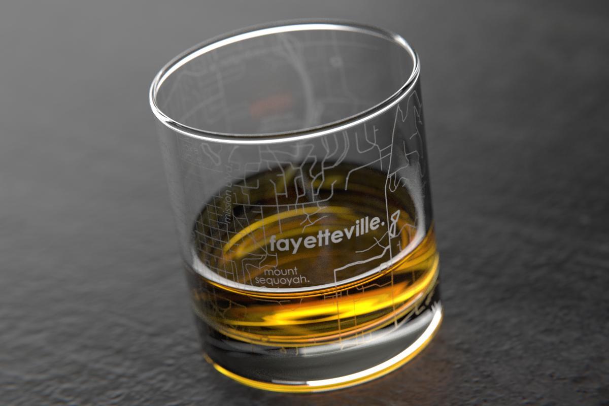 Fayetteville AR Map Rocks Glass