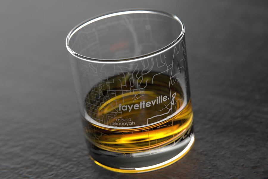 Fayetteville AR Map Rocks Glass