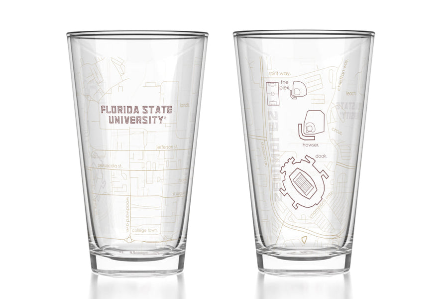 Florida State University - FSU Athletics Map Pint Glass Pair