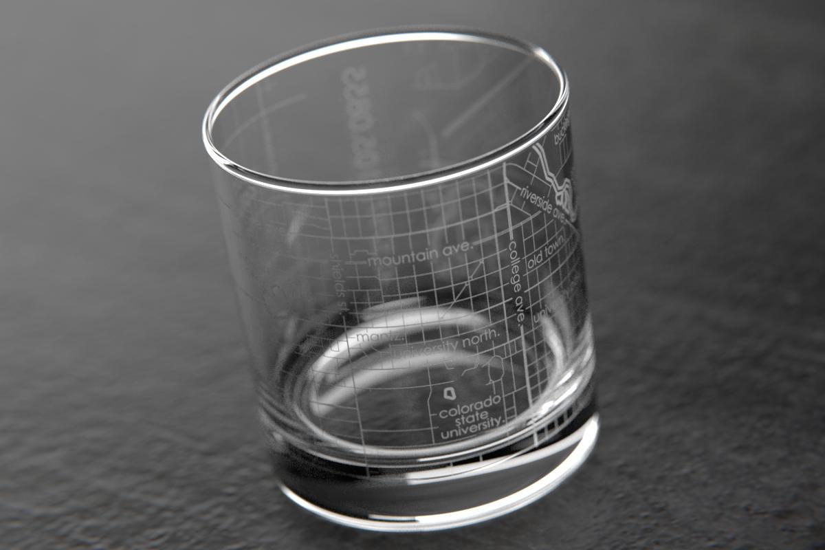 Fort Collins CO Map Rocks Glass