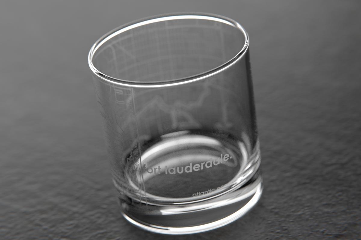 Fort Lauderdale FL Map Rocks Glass