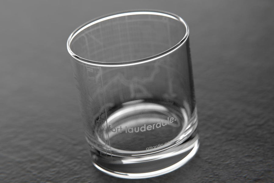 Fort Lauderdale FL Map Rocks Glass