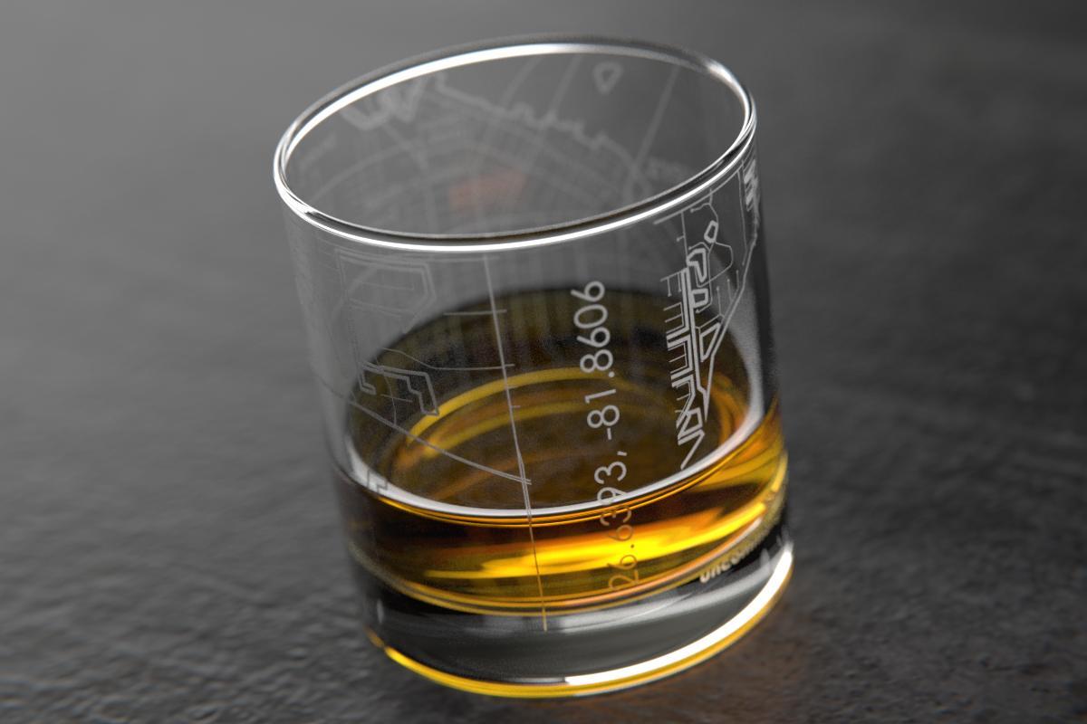 Fort Myers FL Map Rocks Glass