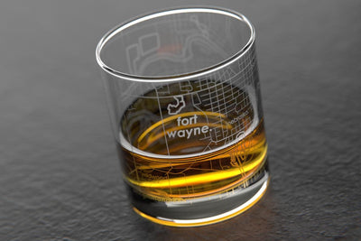 Fort Wayne IN Map Rocks Glass