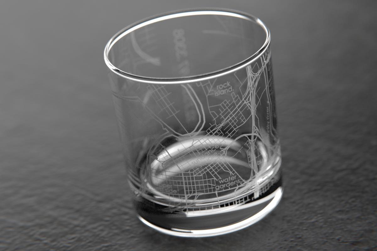 Fort Worth TX Map Rocks Glass