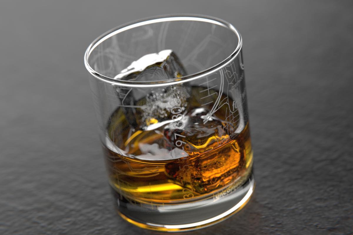 Fort Worth TX Map Rocks Glass