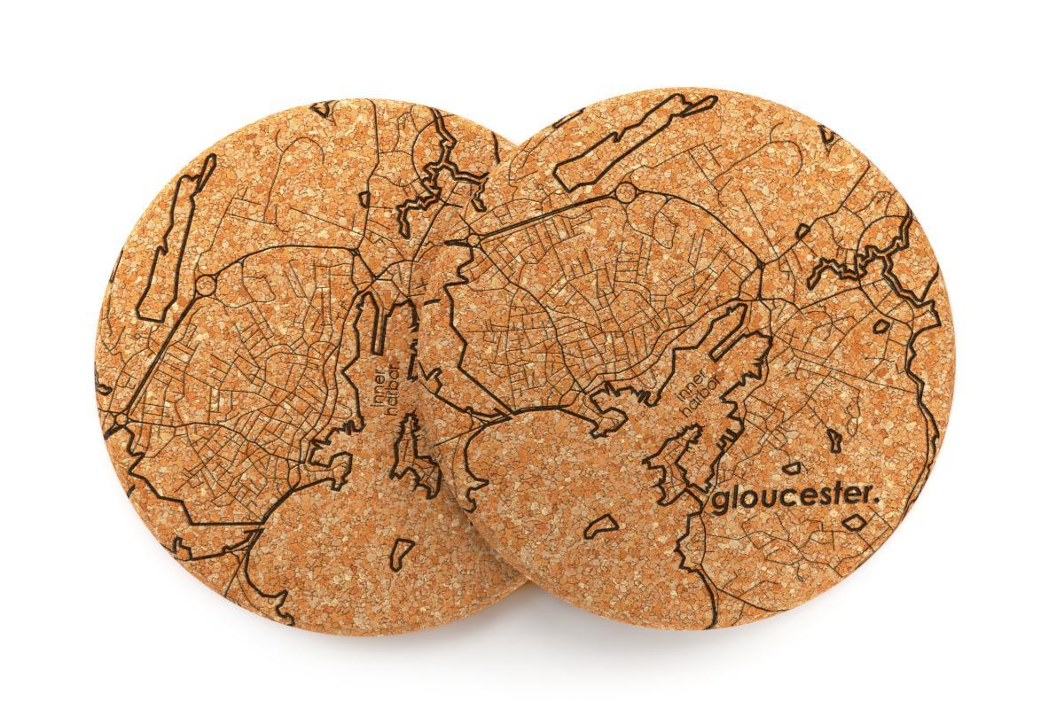 Home Town Map Cork Coaster Pair