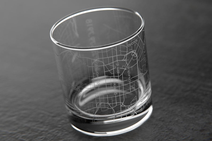 Greensboro NC Map Rocks Glass