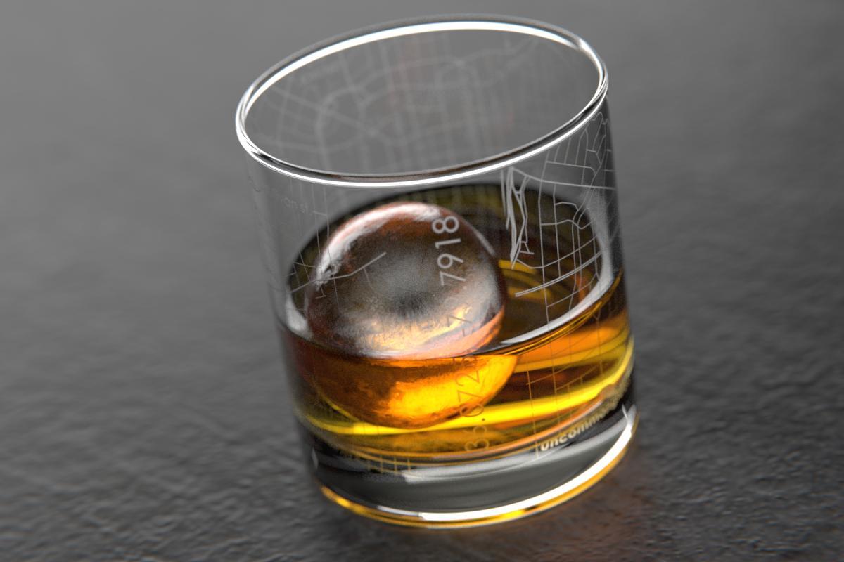 Greensboro NC Map Rocks Glass