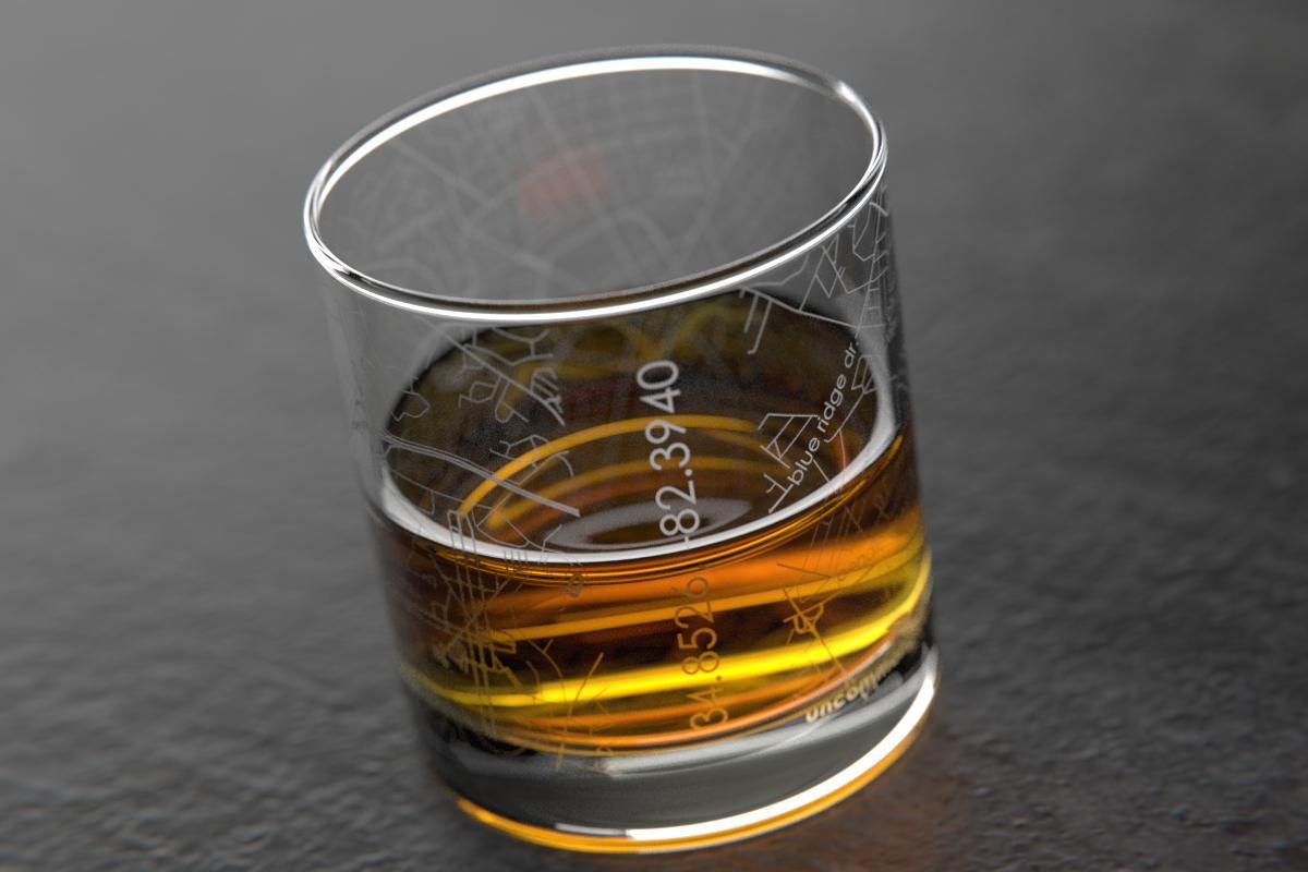 Greenville SC Map Rocks Glass