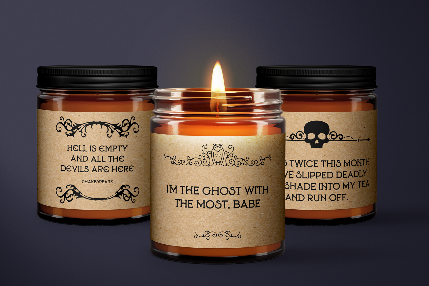 Halloween Custom Quote Candle - Amber