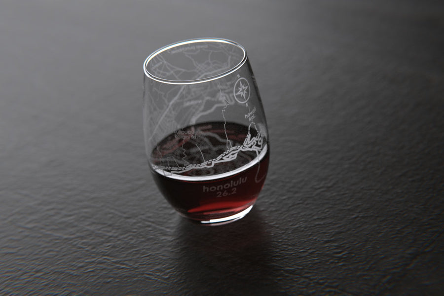 Marathon Map Stemless Wine Glass