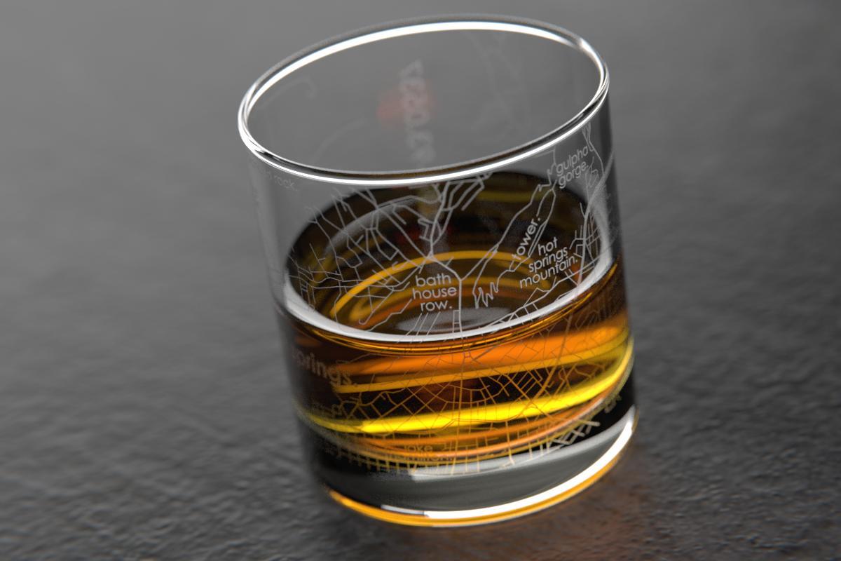 Hot Springs AR Map Rocks Glass