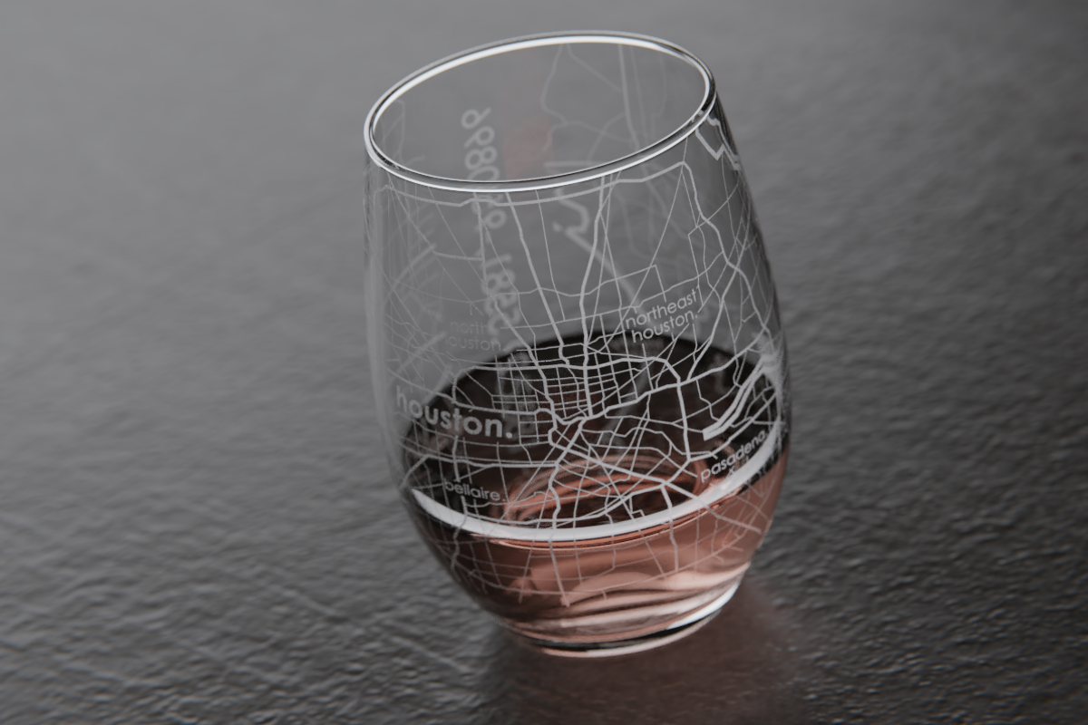 Houston Map Stemless Wine Glass